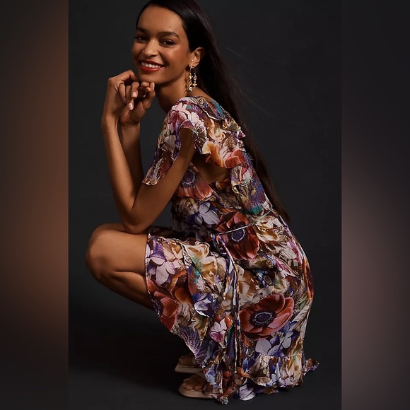 Anthropologie Dresses & Skirts - Anthropologie Floral Mini Wrap Dress